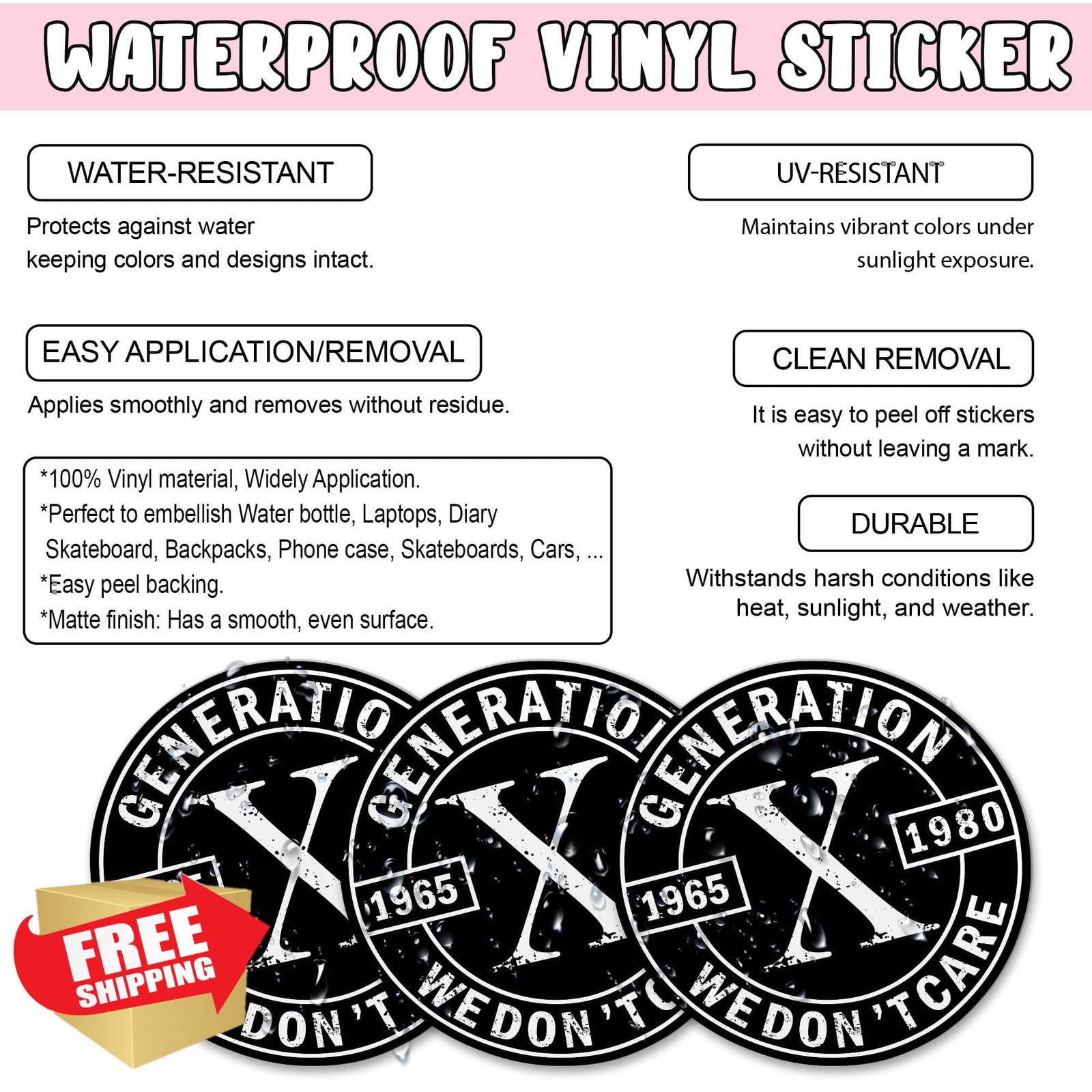 PKAOLER Gen X 2 Inch Sticker Funny Quote