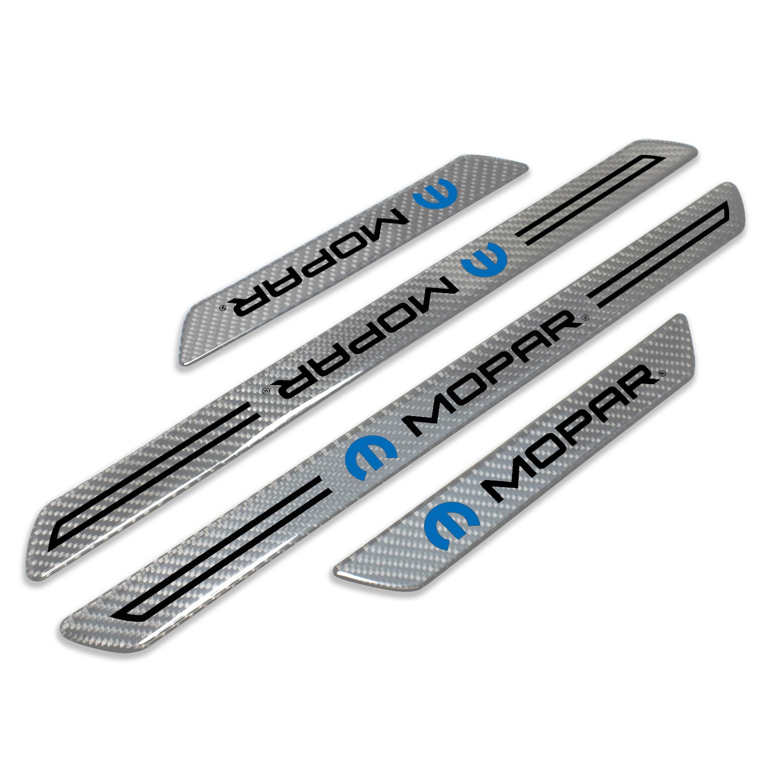 Mopar Silver Carbon Fiber Universal Door Sill Protector Kick Plates