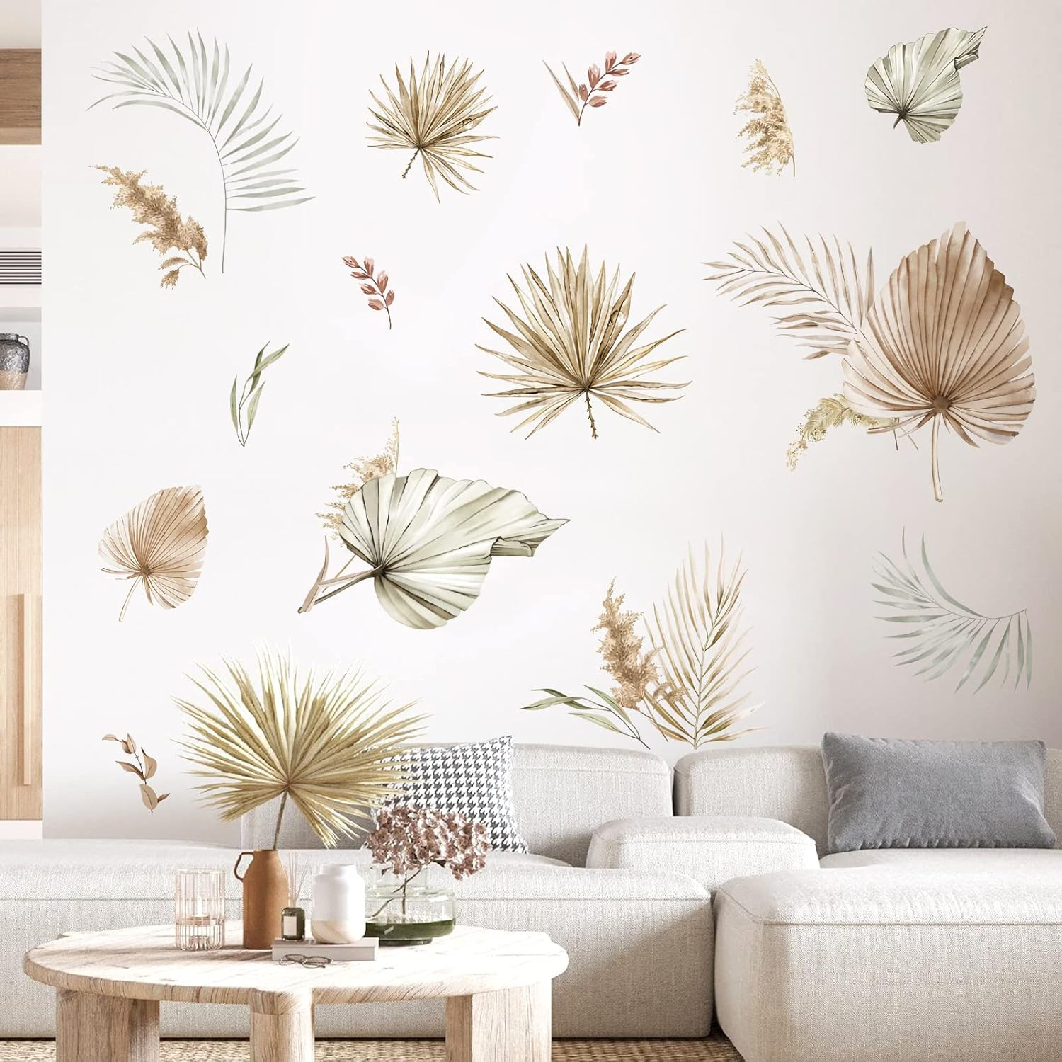 Boho Palm Leaves Wall Decals Large Leaf Plants Wall Stickers Decor Bedroom Livin