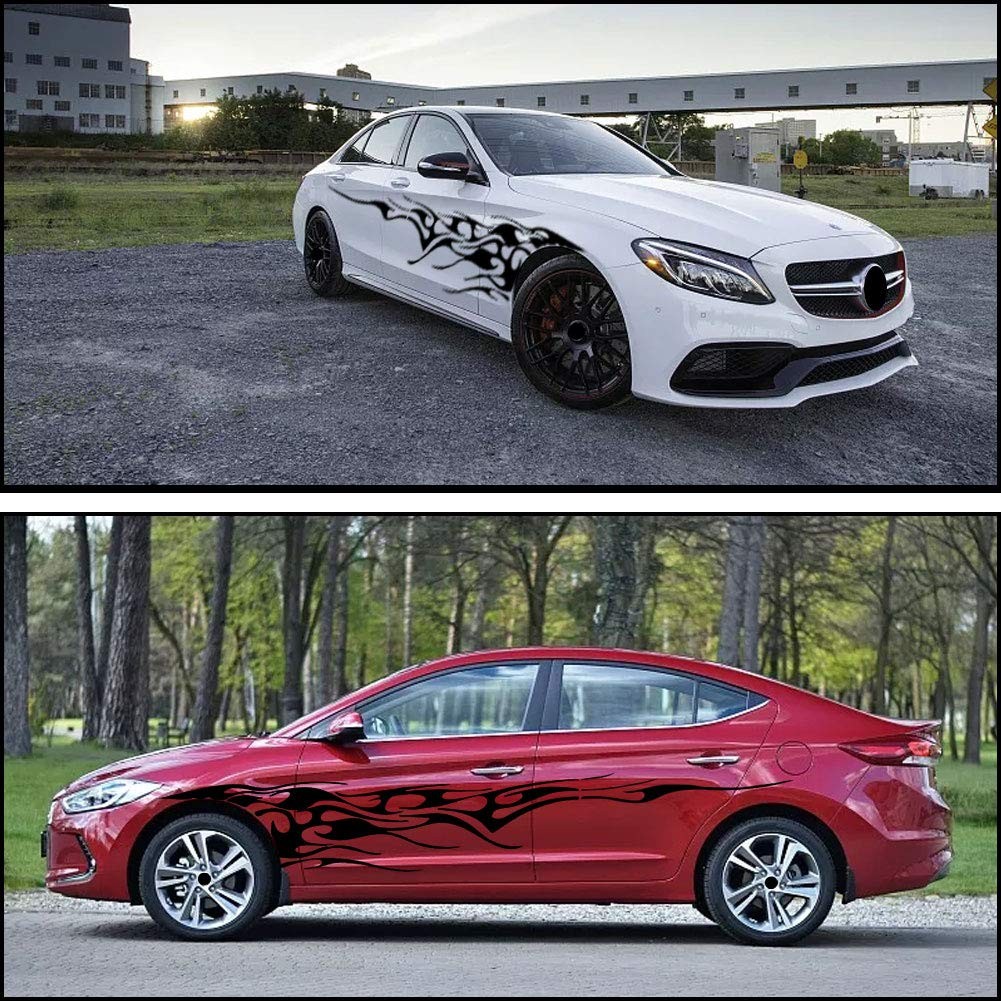 2Pcs 103" Universal Flame Graphics Car Auto Body Side Sticker Racing Sports …