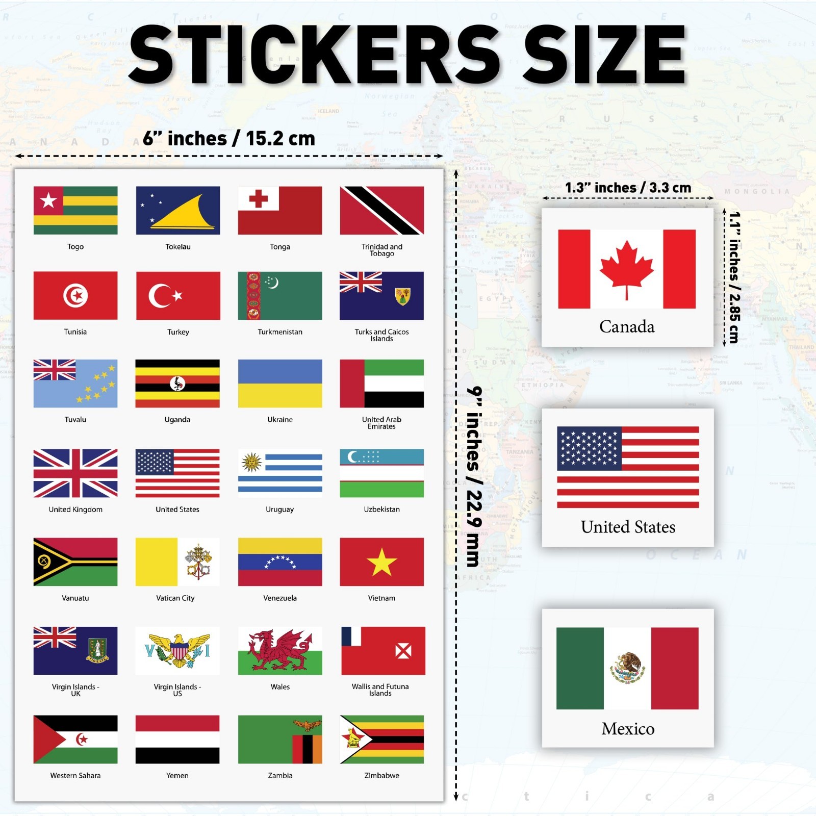 Premium World Flags Stickers Set – Durable Country Flag Decals for Kids & Teache
