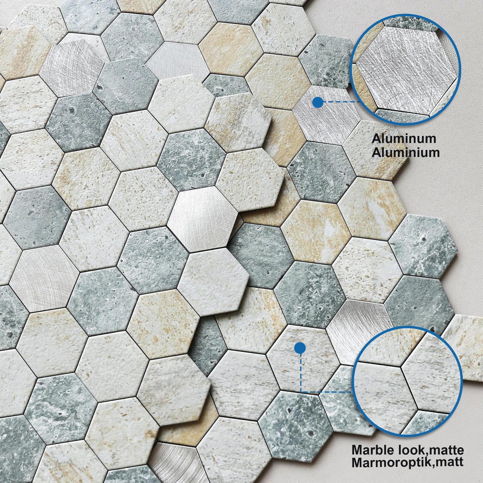 MOFIT Hexagon Peel and Stick Backsplash Tiles Kitchen,Self-Adhesive Metal and…
