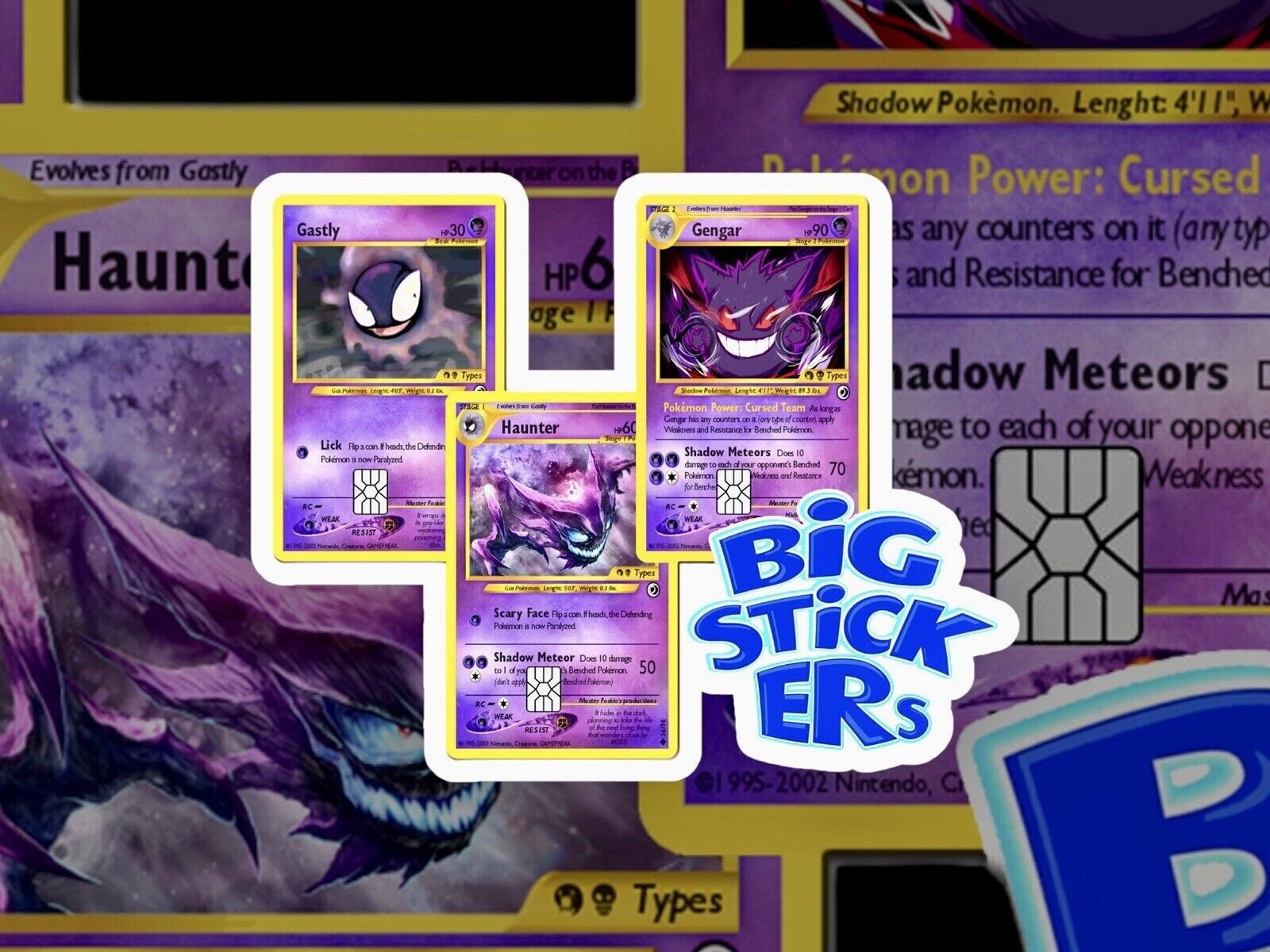Pokemonster Gastly, Haunter, Gengar Vinyl Credit Card Skin Cover Sticker Decal