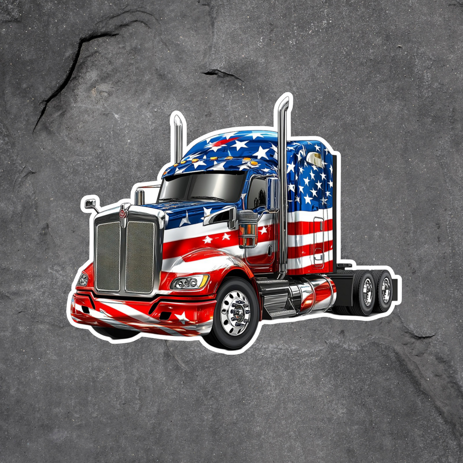 Truck sticker vinyl decal american flag patriotic semi rig big rig usa