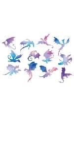 12pcs Dragon Silhouette Wall Decor Translucent Dragon Wall Sticker PVC Peel a…