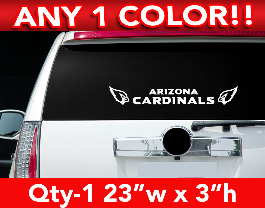 ARIZONA CARDINALS REAR BANNER DECAL STICKER 23"w x 3"h ANY 1 COLOR