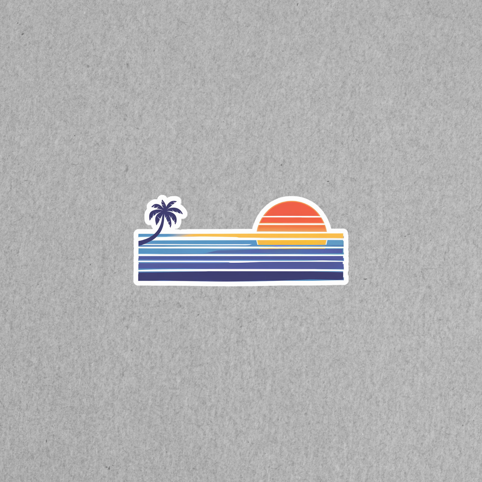 Retro Tropical Sunset Sticker – Colorful Beach Palm Tree Decal #4244