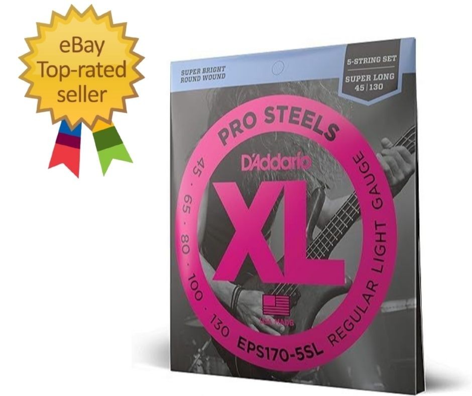XL ProSteels Bass Guitar Strings – -5 – 5 String – Long Scale – Regular Light…