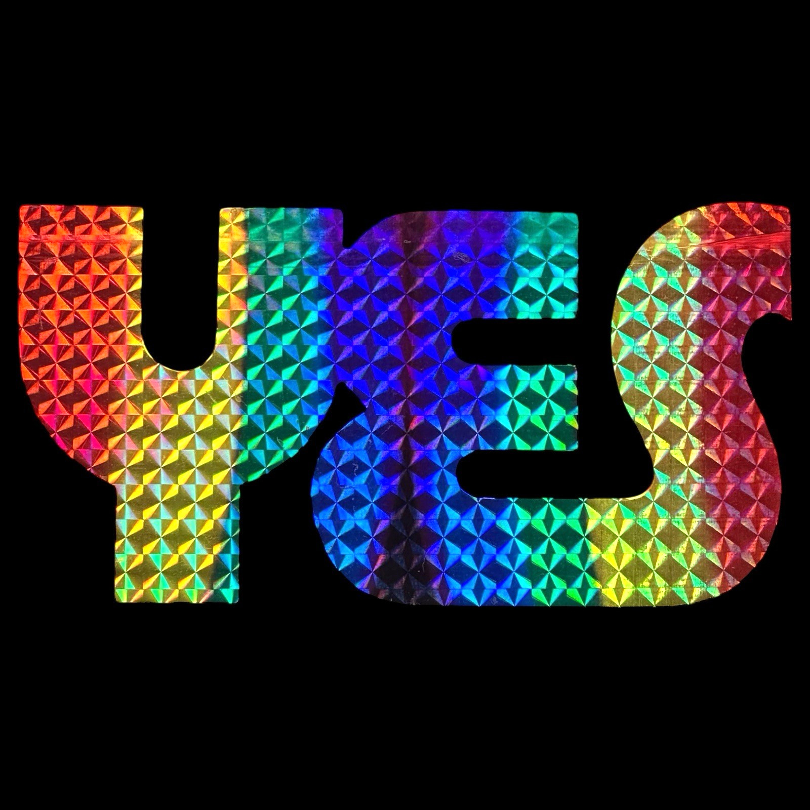 Vintage YES Rainbow Prism Holographic Sticker Psychedelic Retro Decal Rock Band