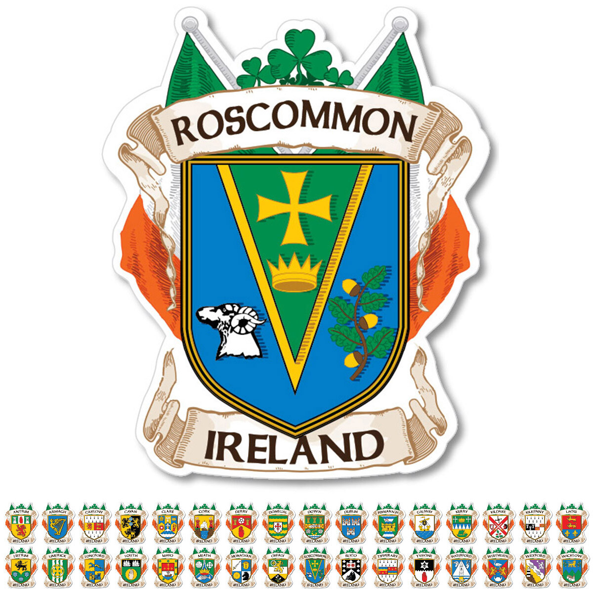 County Roscommon Ireland Irish Decal Sticker