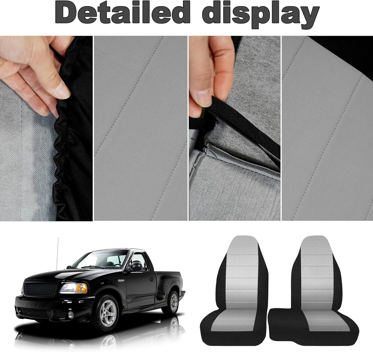 2Pcs 60/40 Cloth High Back Bench Seat Cover Fit for Ford Ranger XLT Front 199…
