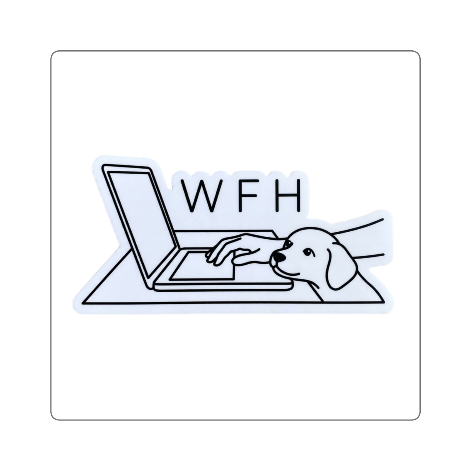 WFH Dog Sticker Minimalist Line Art Work From Home Laptop Decal Remote Work Gift