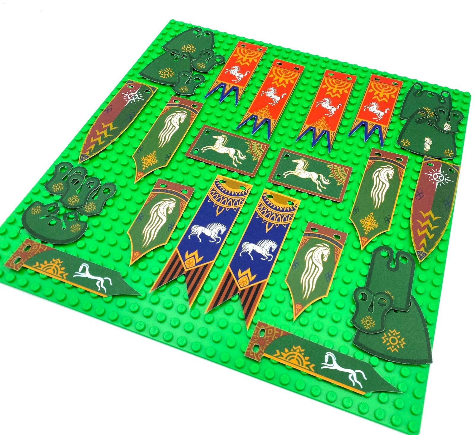 x30 Custom Lord of the Rings Banners, Flags, Capes for Rohan Kingdom (fits Lego)