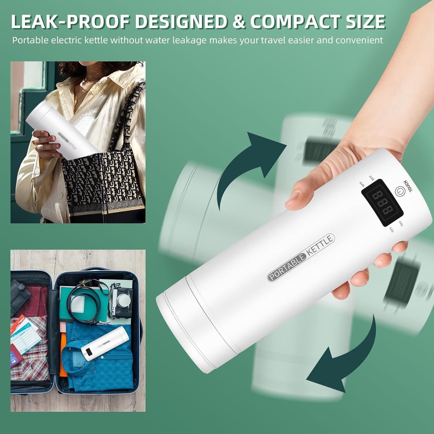 Travel Electric Kettle Small Portable Mini Water Boiler with 4 Temp Control