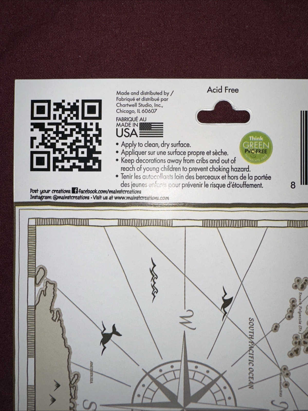 "World Map" Jumbo Removable Sticker-Main Street Wall Creations~New