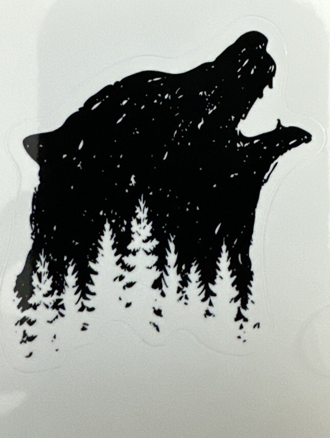 WOLF IN THE WOODS ~ Small Vinyl Sticker – (1.75in x 1.5in)