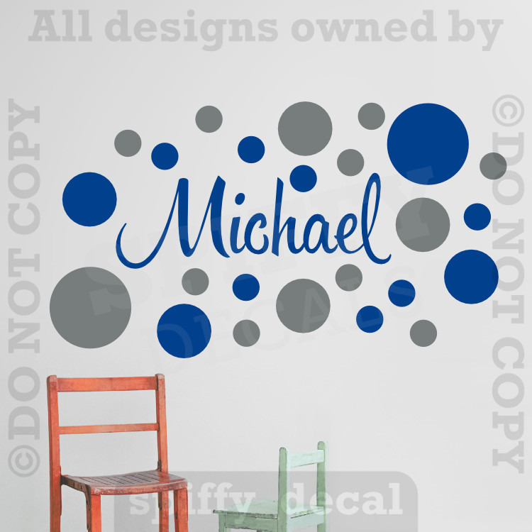 Personalized Custom Single Name Vinyl Wall Decal Sticker Decor Nursery Polkadots