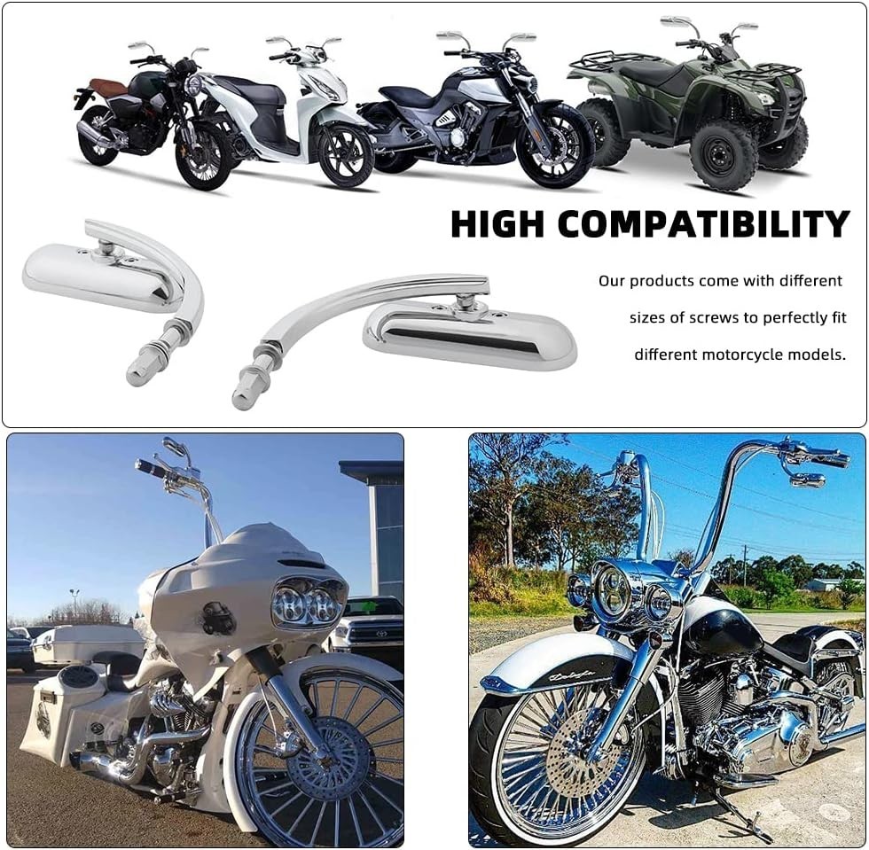 Chrome Oval Shape Motorcycle Mirrors,Upgrade Rearview Motorcycle Mirrors Compati