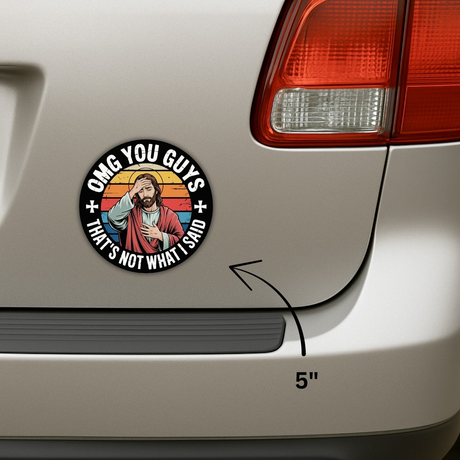 4PCS Funny Religious Meme Stickers Retro Color Vinyl Decal Gift Set