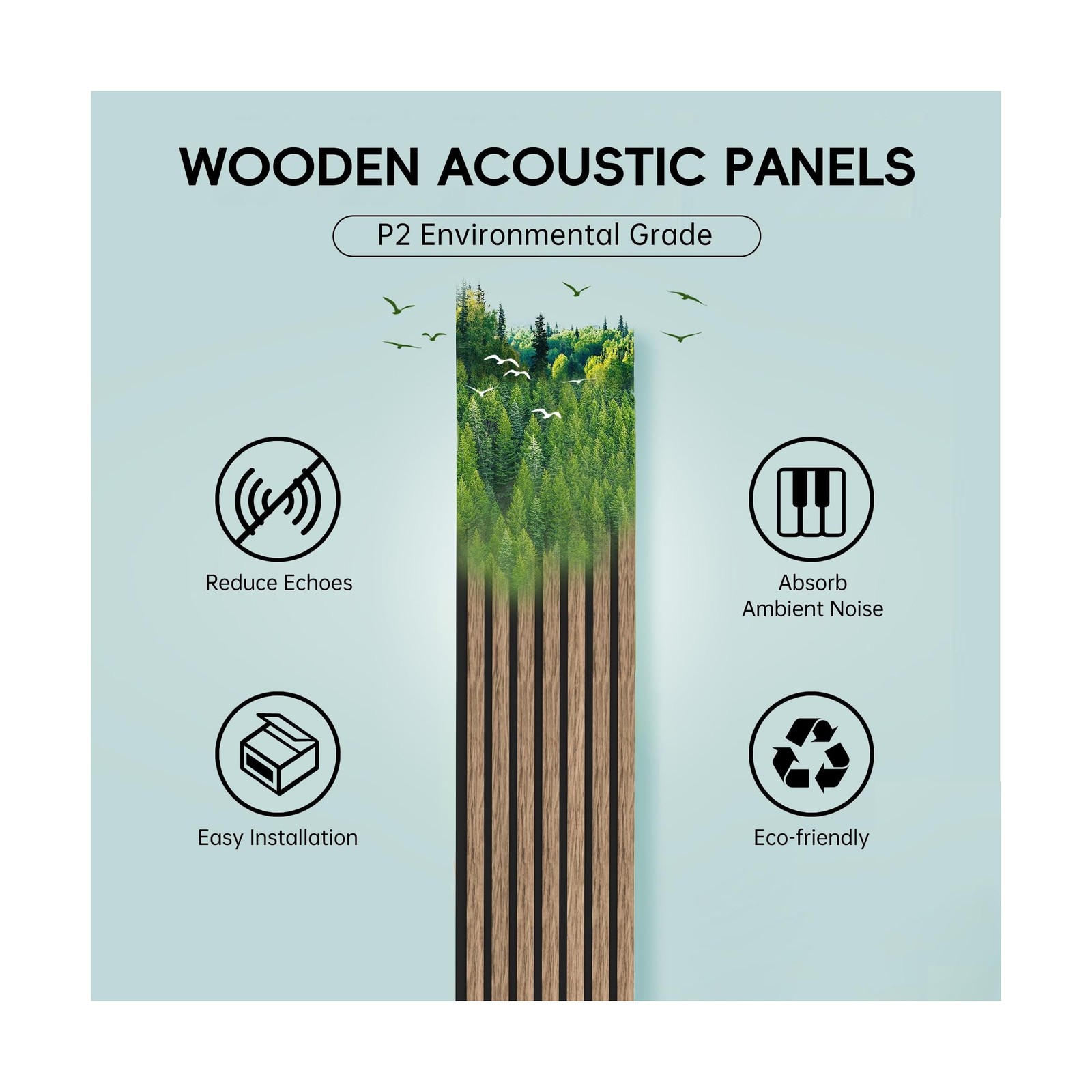 Wood Panels for Wall, 108"×11" Acoustic Wall Panels for Interior Decor, 3D