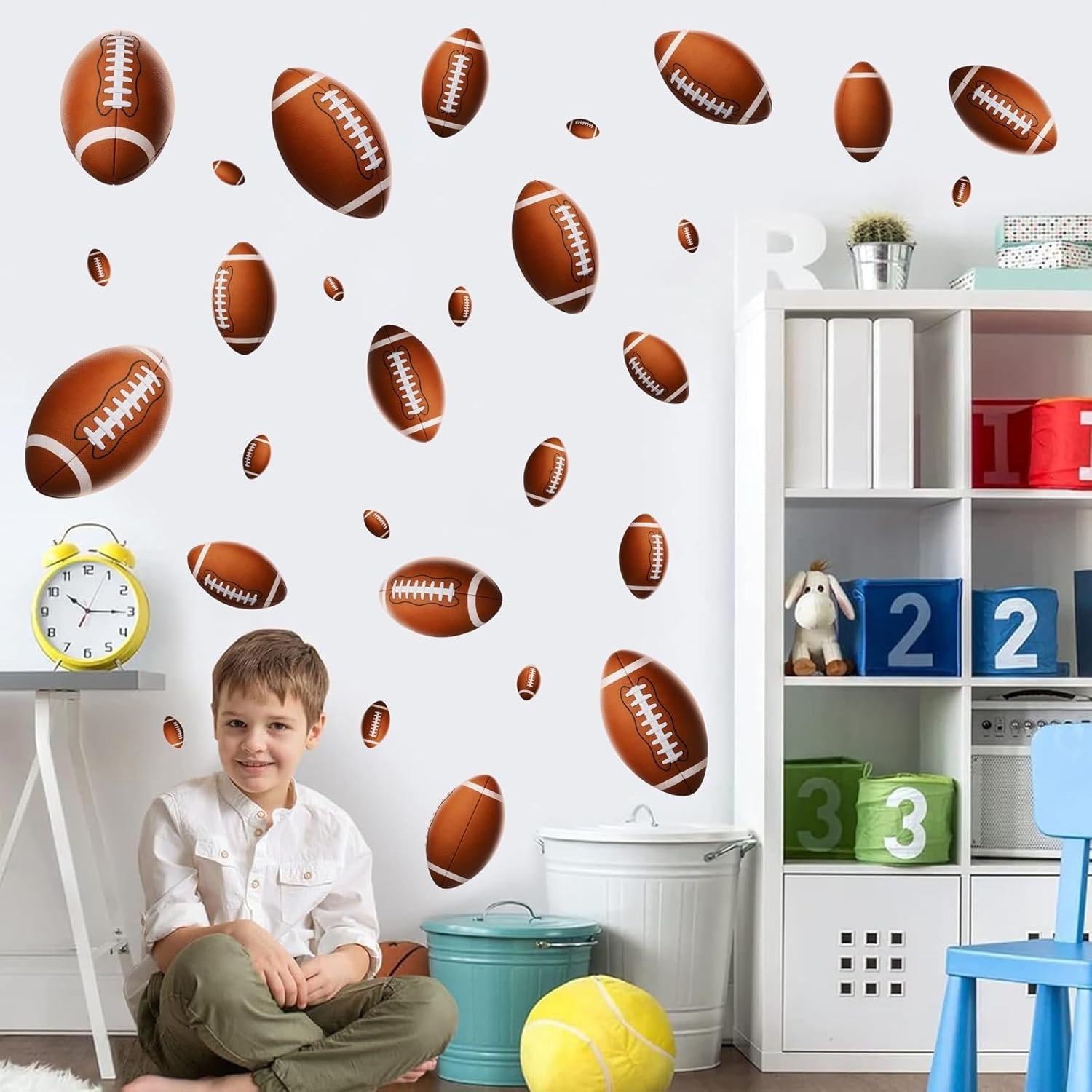 Peel and Stick Football Wall Decals for Kids' Rooms – Removable & Waterproof