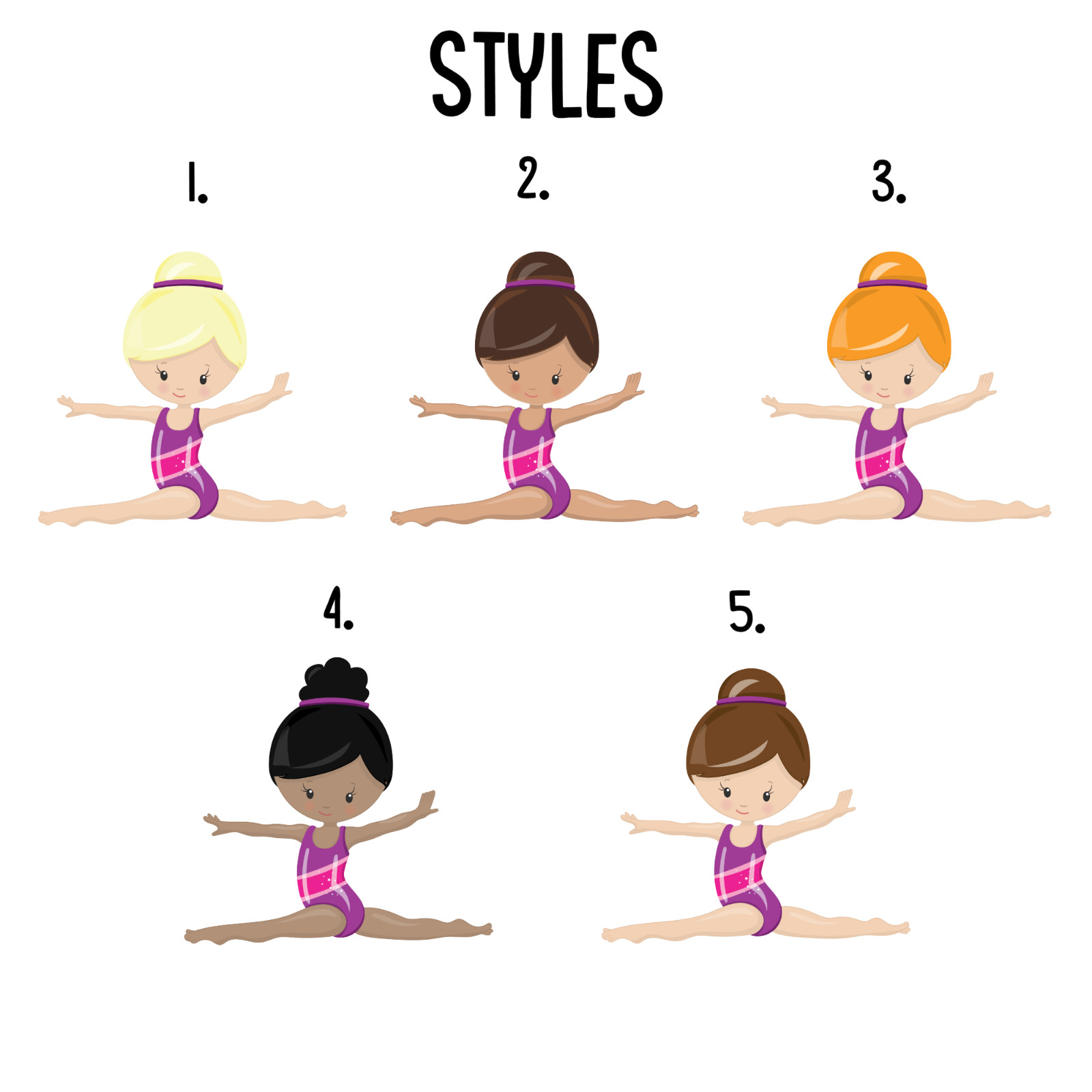 Personalized Gymnastics Girl Sticker – Custom Name & Character Style