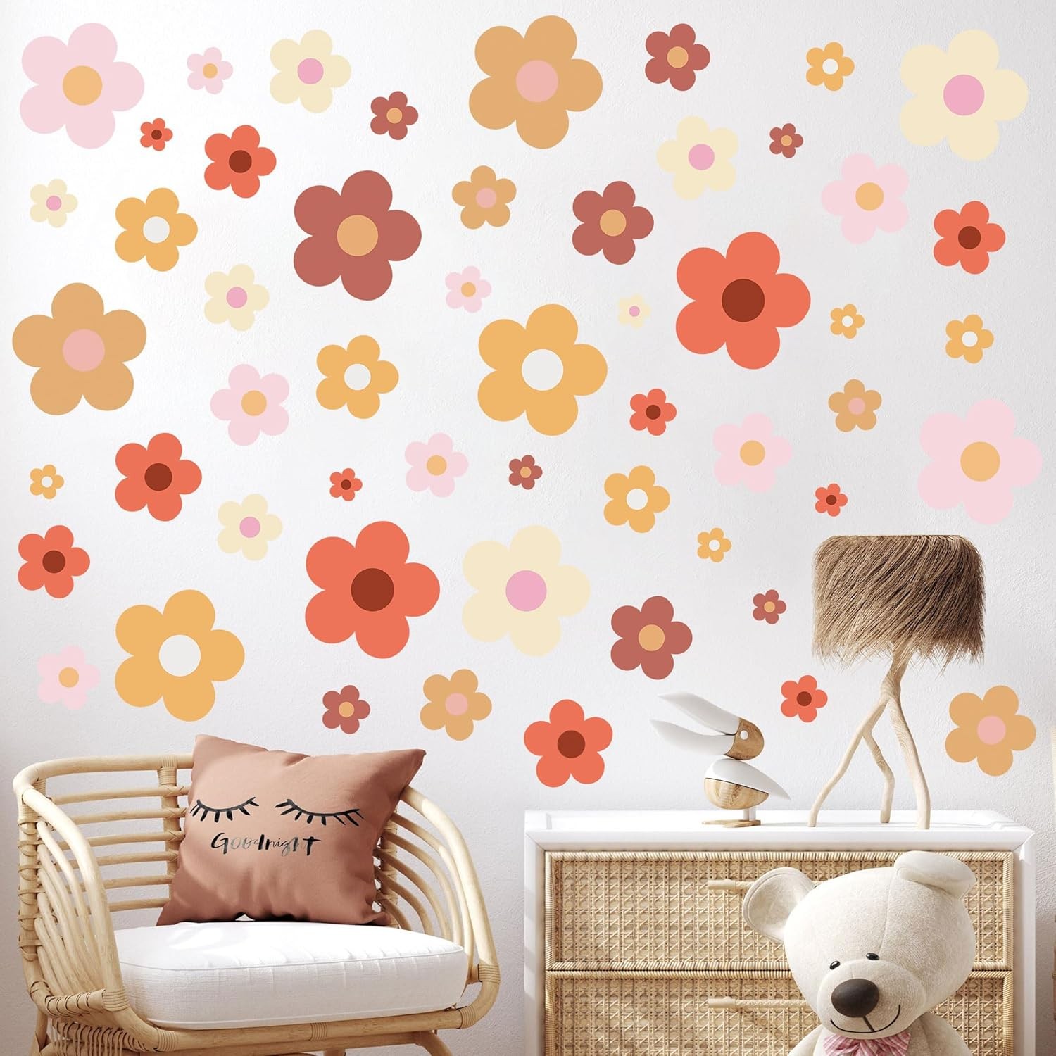 12 Sheets Flower Wall Decals Cute Colorful Vinyl Stickers for Girls Kids Room US