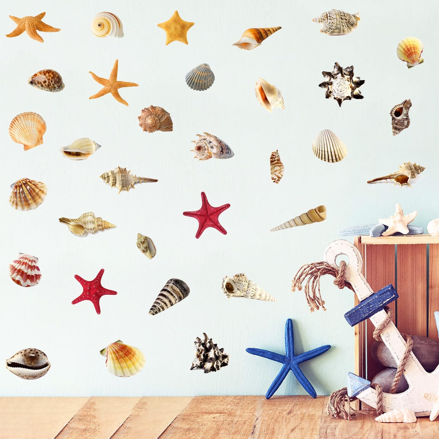 3D Under The Sea Shell Wall Stickers for Bathroom Removable Scallop Starfish …