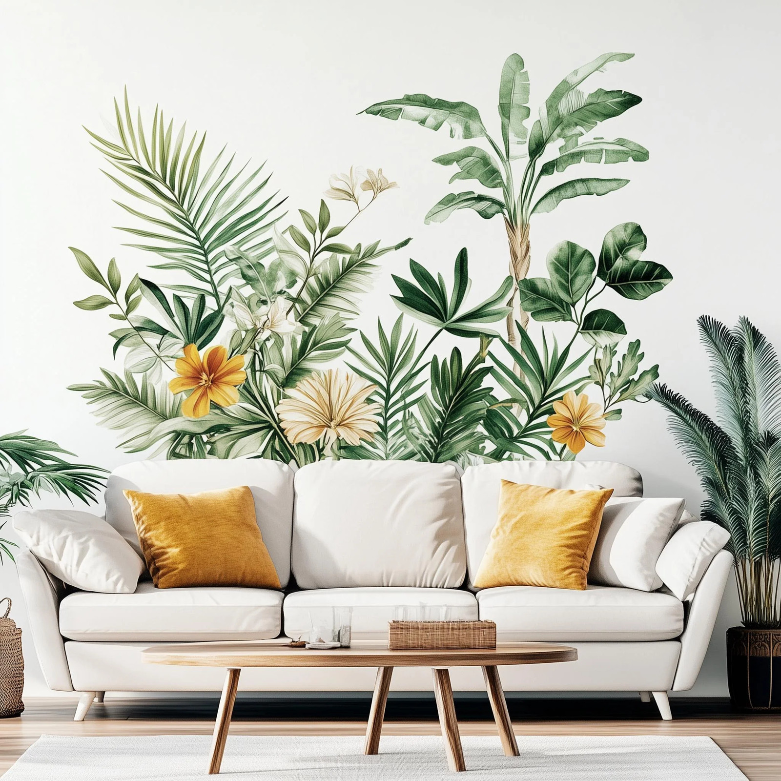 Botanical Wall Decal | Tropical Leaf and Flower Wall Sticker