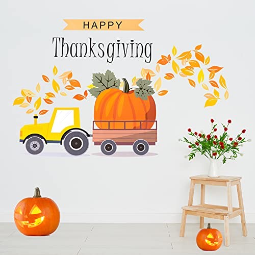 5 Pieces Thanksgiving Wall Stickers Maple Leaves Blessed Wall Decals Thankful