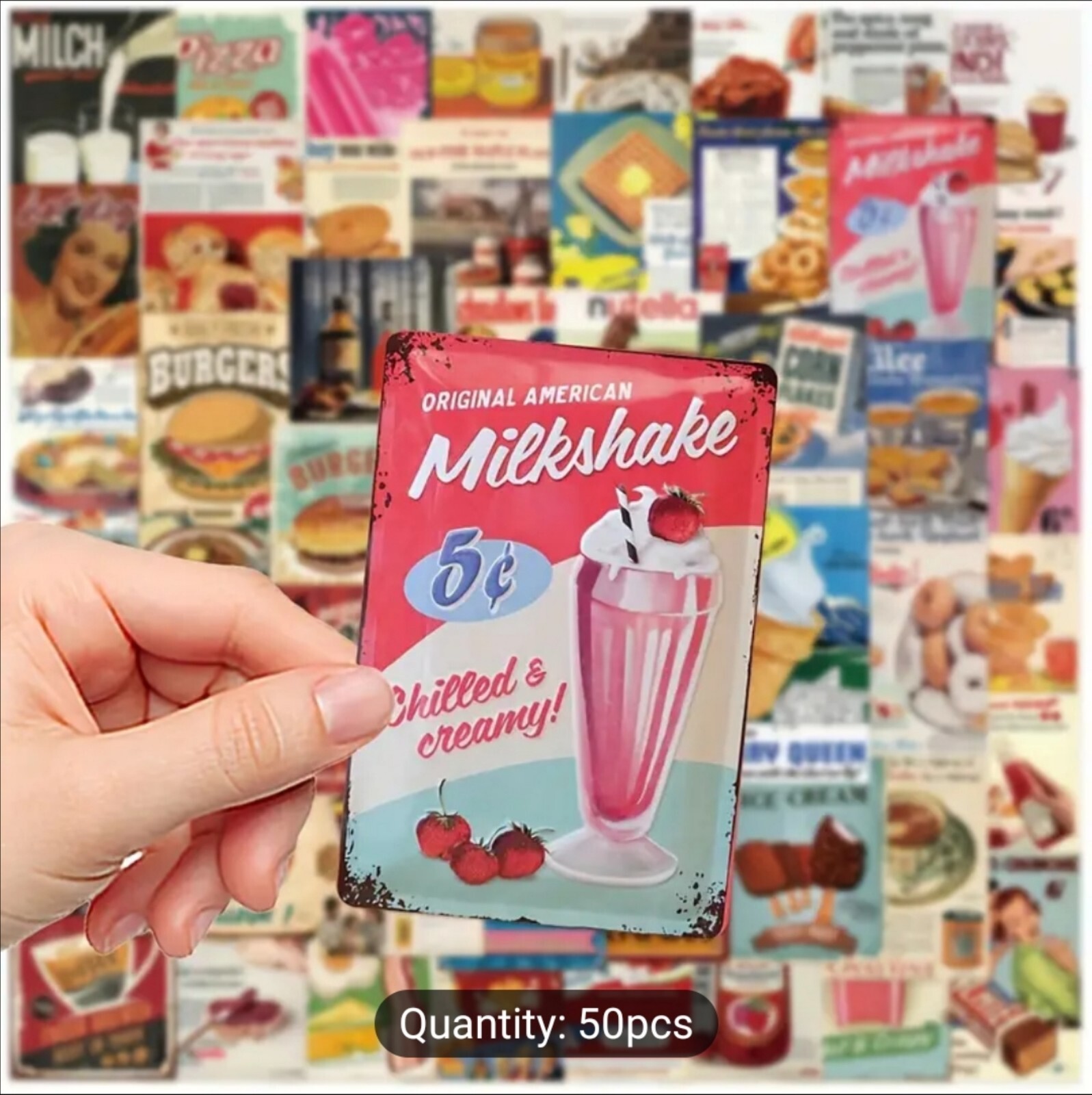 10 PCS Vintage Retro Antique Food Drinks Ads Posters Labels Stickers BRAND NEW