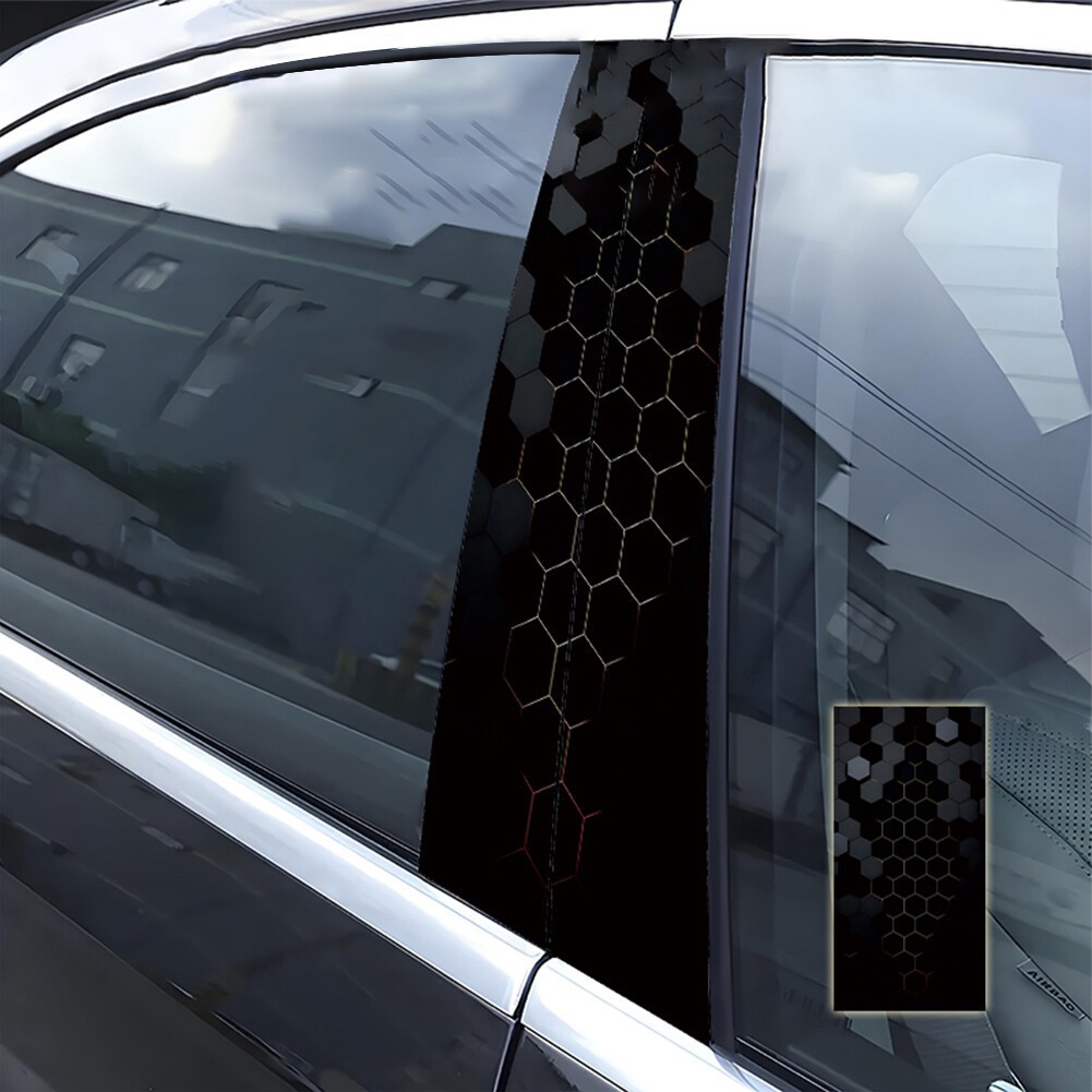 2Pcs Vinyl Car Stickers Waterproof Sun Protection Scratch Cover B-Pillar Sticker