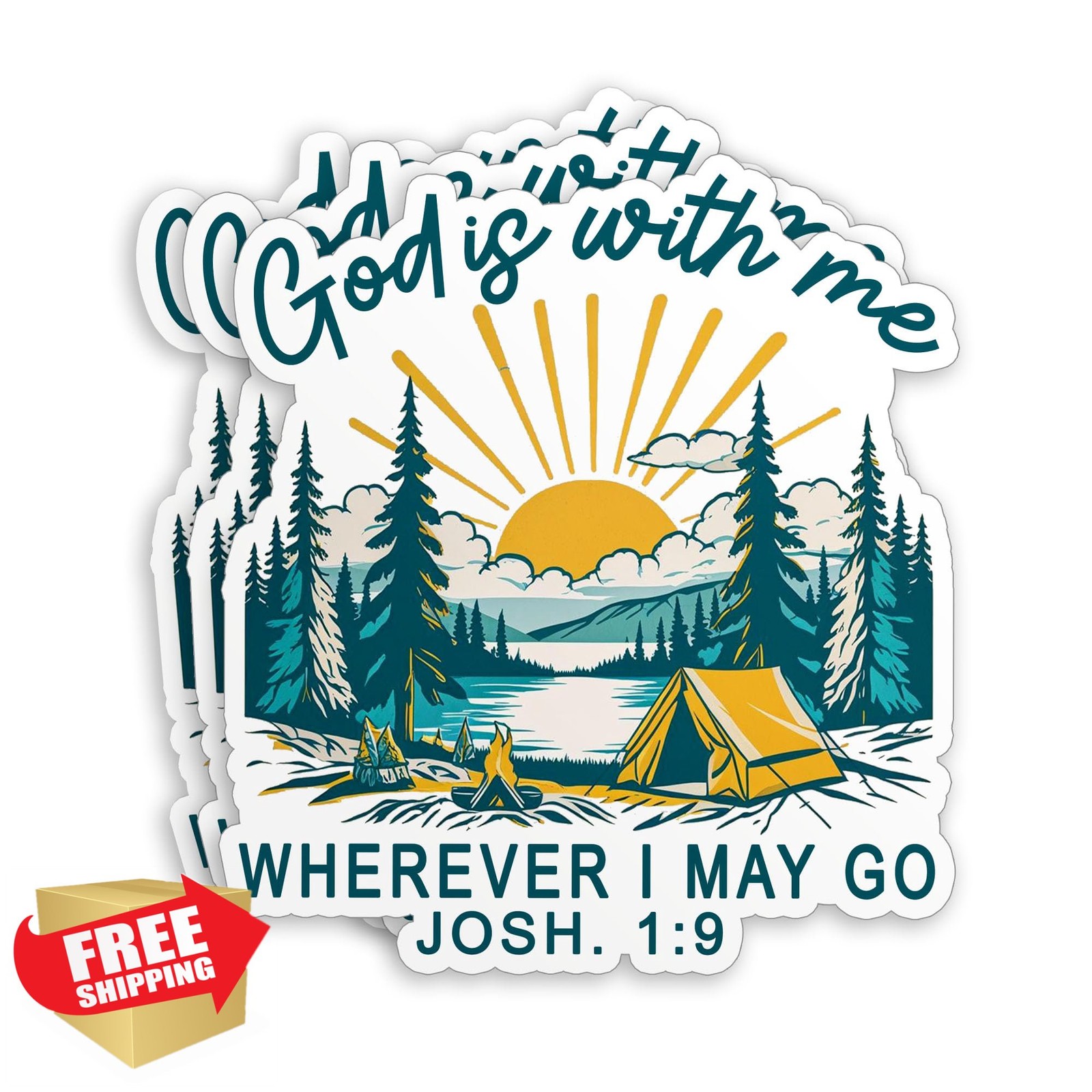 Generic God is with Me Stickers 2x2in 3pcs