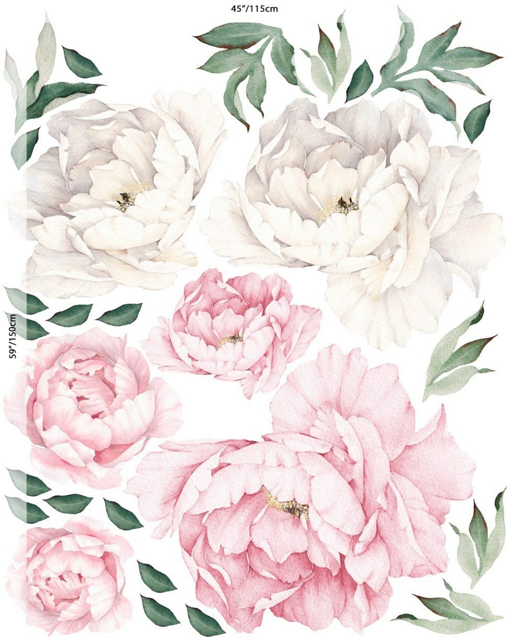 28 Piece Peony Flowers Wall Decal Set Floral Wall Sticker Bedroom Living Room