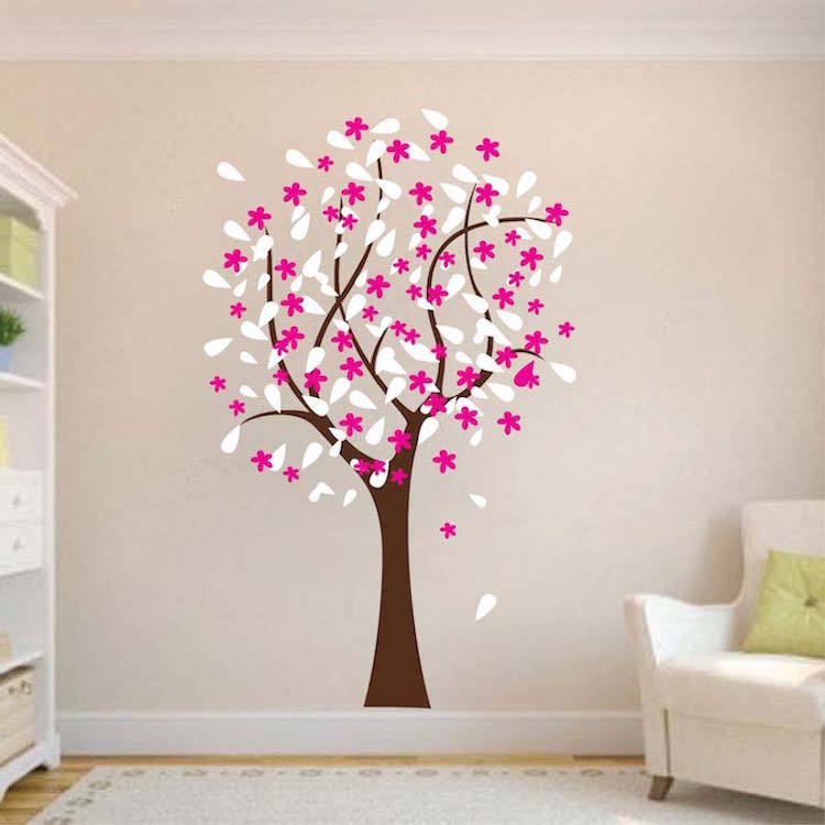 Happy Nursery Tree Wall Decal Wallpaper Floral Plant Life Removable Design, b36