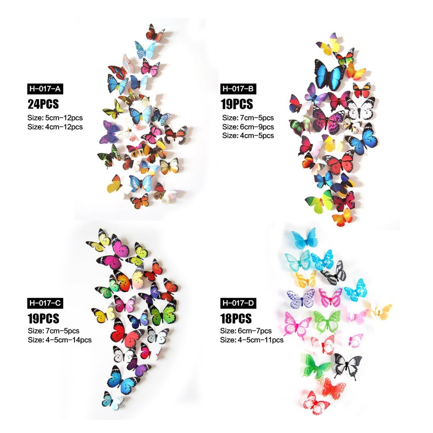 80pcs Butterfly Wall Decor – Plastic Butterflies Wings Foldable Removable Wat…