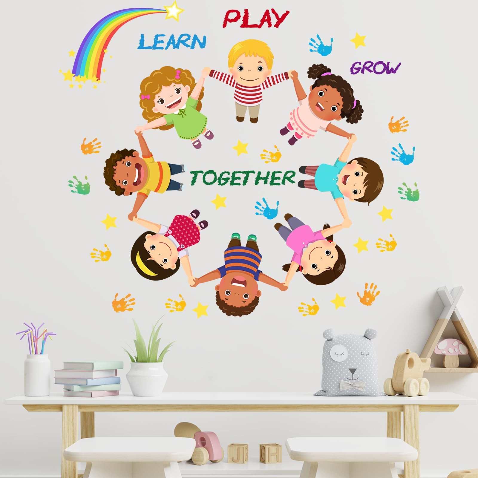 Peel and Stick Kids Wall Decals – Educational Rainbow & Diversity Stickers fo…