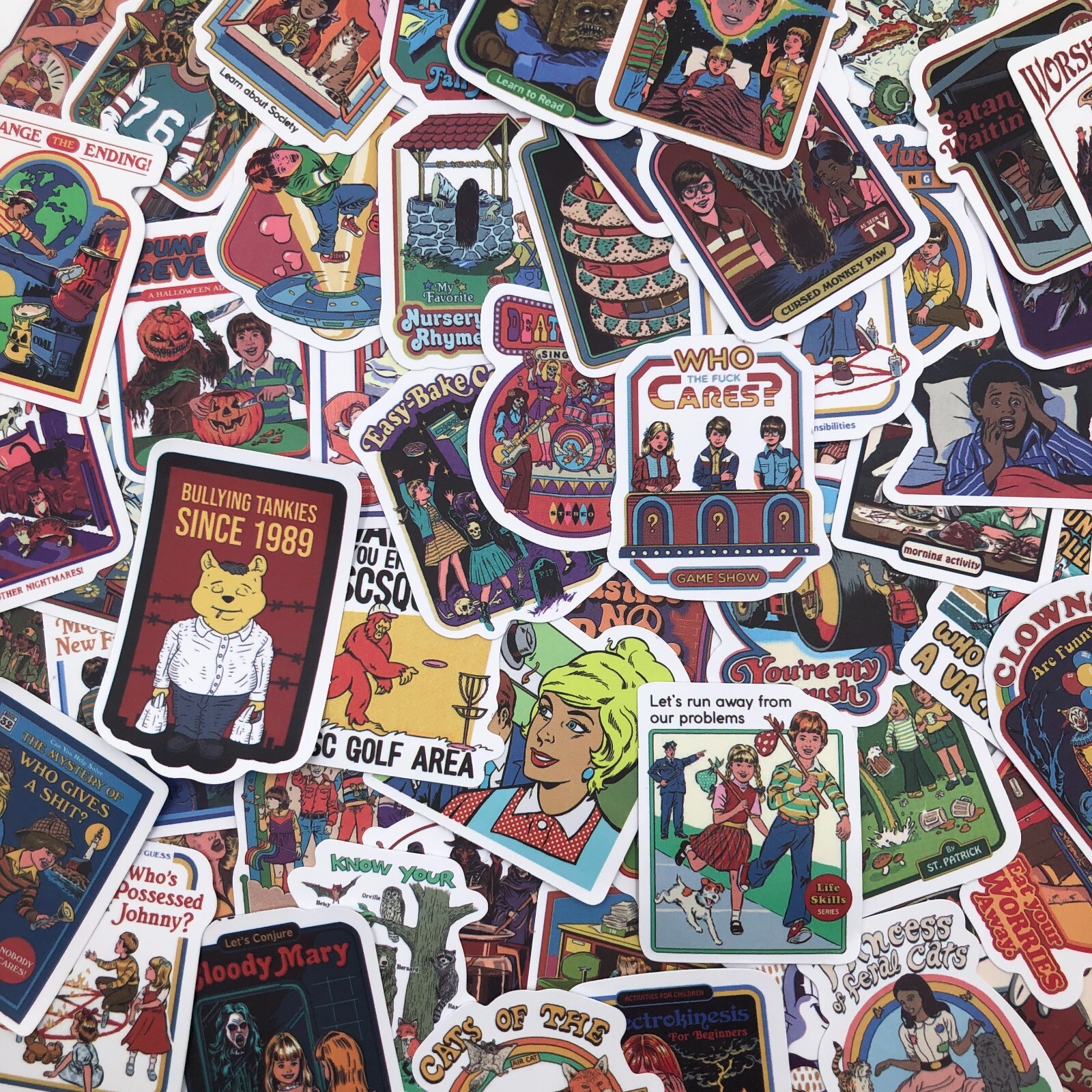 50 Vintage Dark Humor Stickers Poster Classic Style Vinyl Decal Sticker Lot