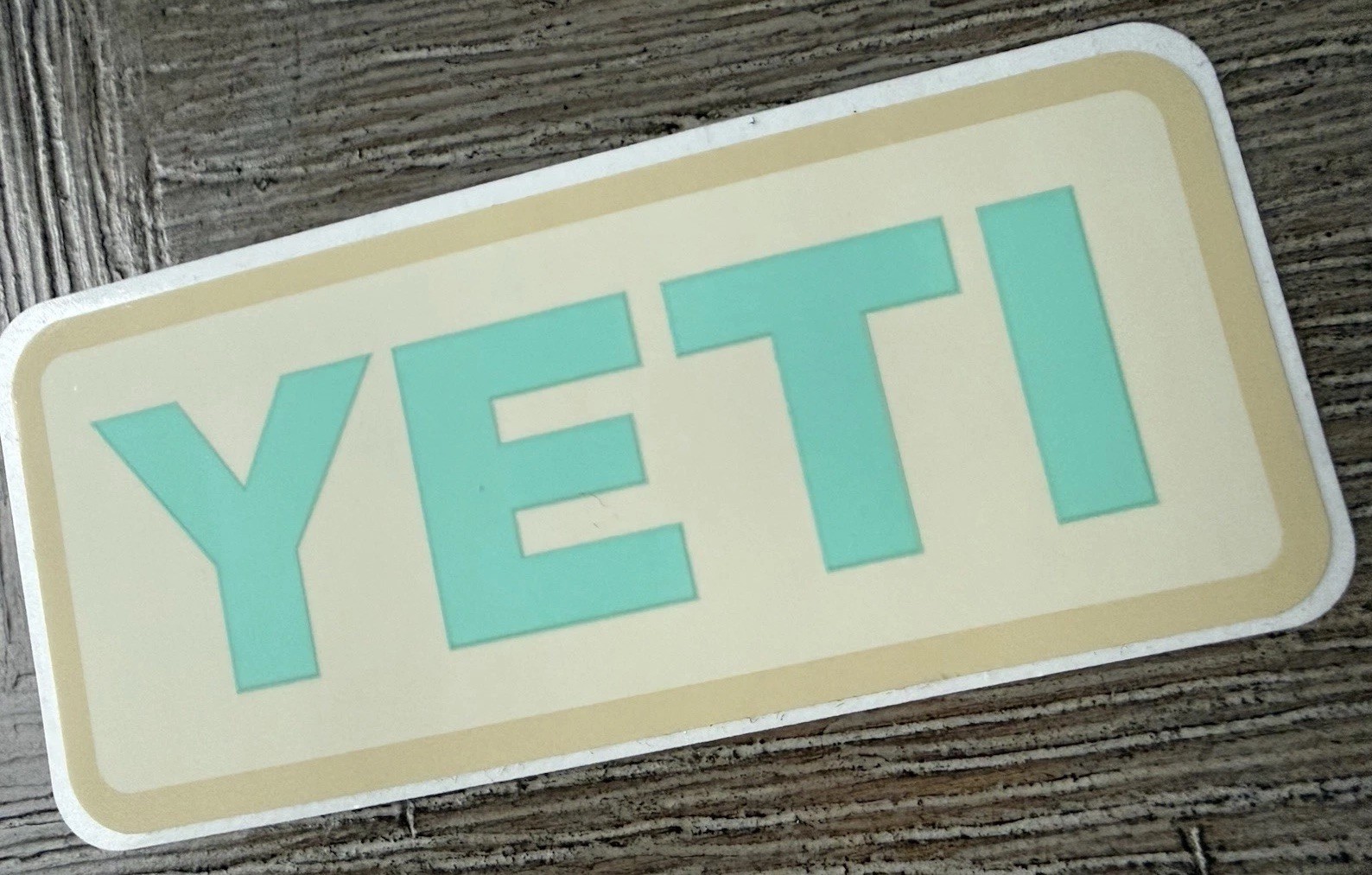 YETI AUTHENTIC STICKER Light Teal and Orange Decal Vinyl 4 Inches Collect WoW!!