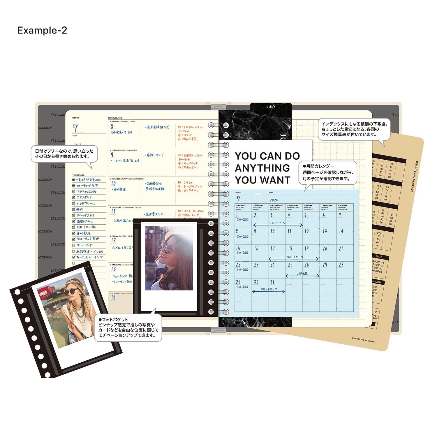 Laconic Loose-Leaf Monthly Calendar, Date Free, FLEX LFX-E03