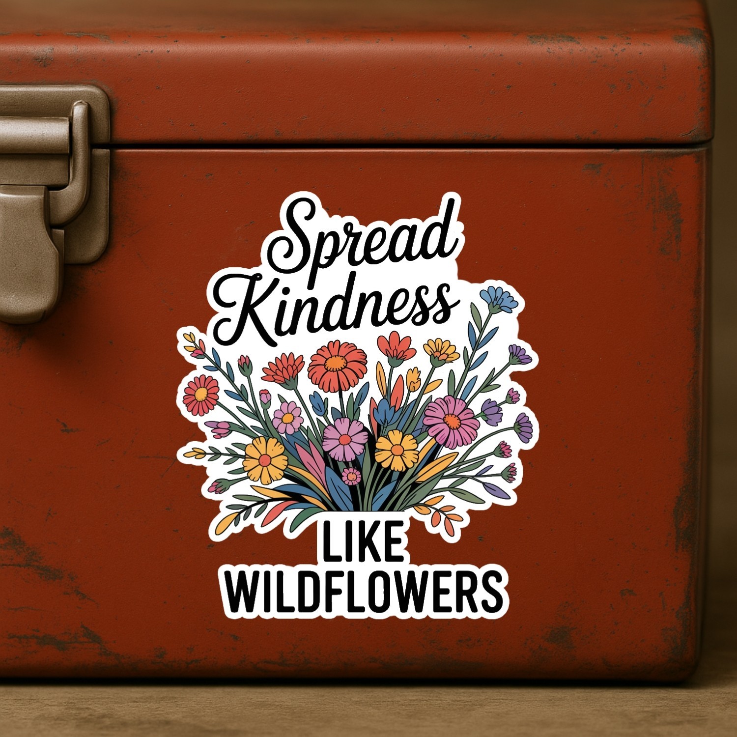 Spread Kindness Like Wildflowers Stickers: Floral Vinyl Decals – 4PCS