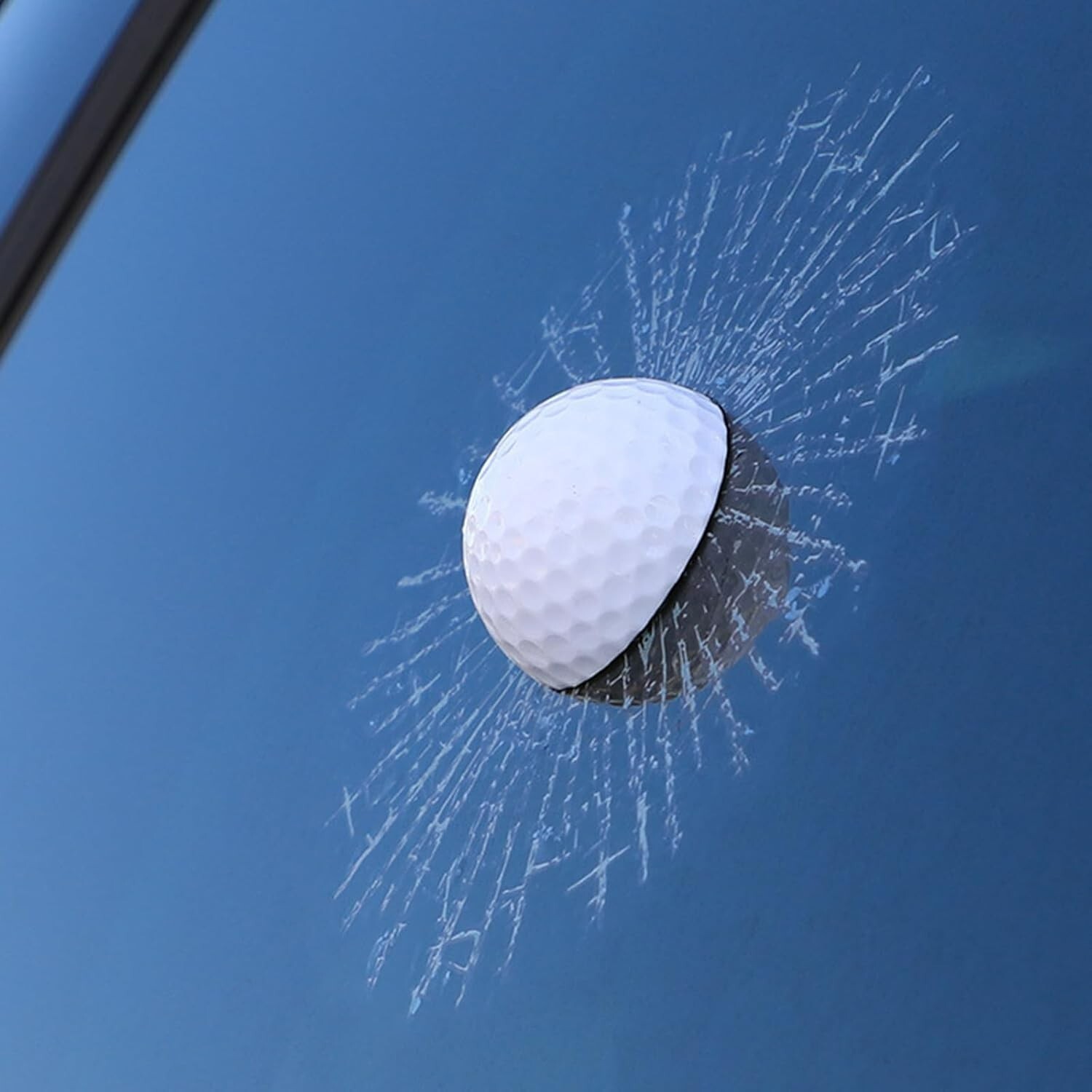 "3D Prank Tricky Broken Glass Sticker Car Window Ball Hits Self Adhesive Funny "