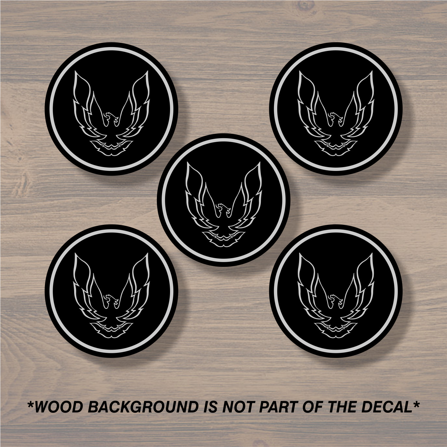 Pontiac Trans Am Firebird Wheel Center Cap Overlay x5, Vinyl Decal Sticker
