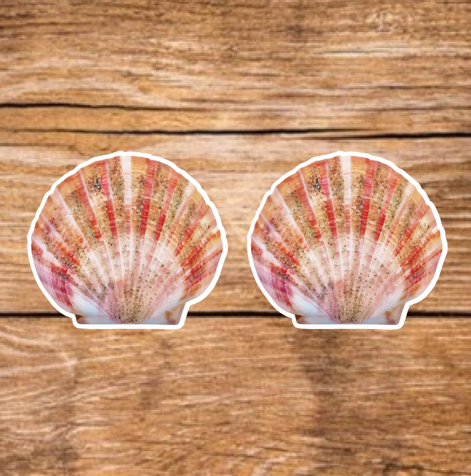 Seashell – Pink (2 Stickers) 3.5in, Waterproof, Glossy Finish Vinyl.