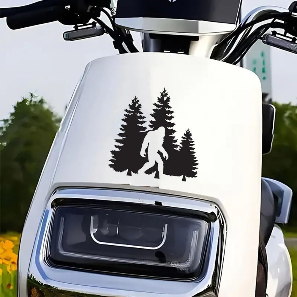 2 PCS Bigfoot Forest Scene Waterproof Vinyl Decai Black Silhouette Stickers for