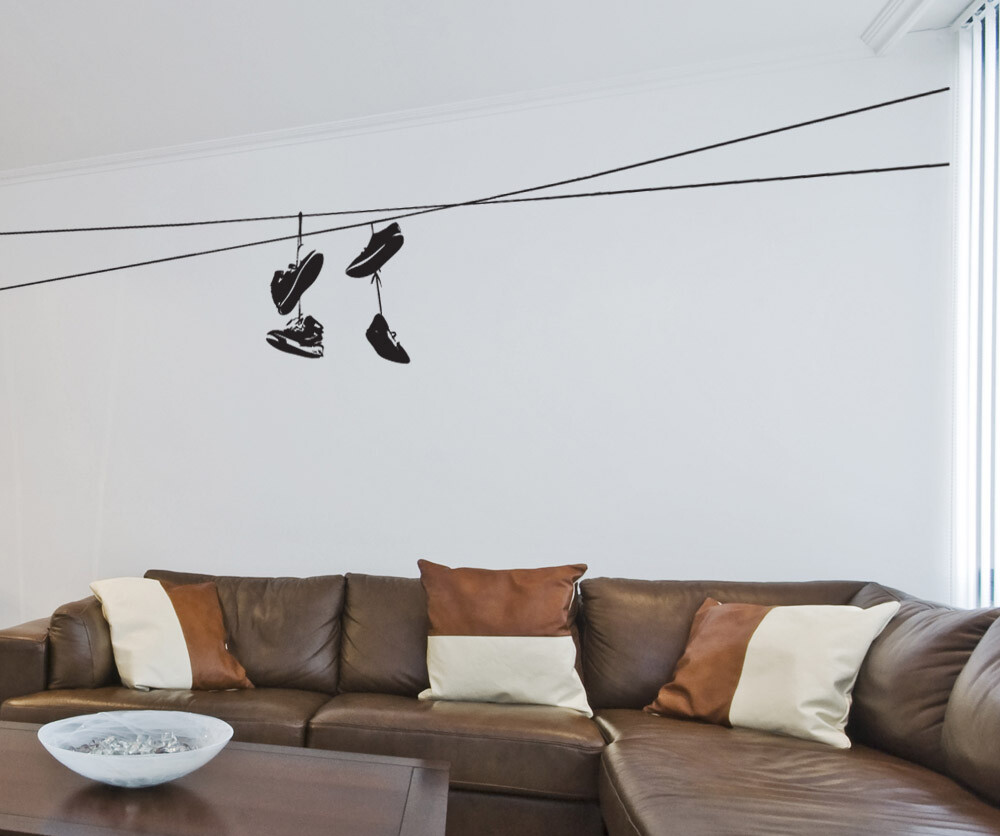 Vinyl Wall Decal Sticker Brooklyn Shoes On Wire #1529