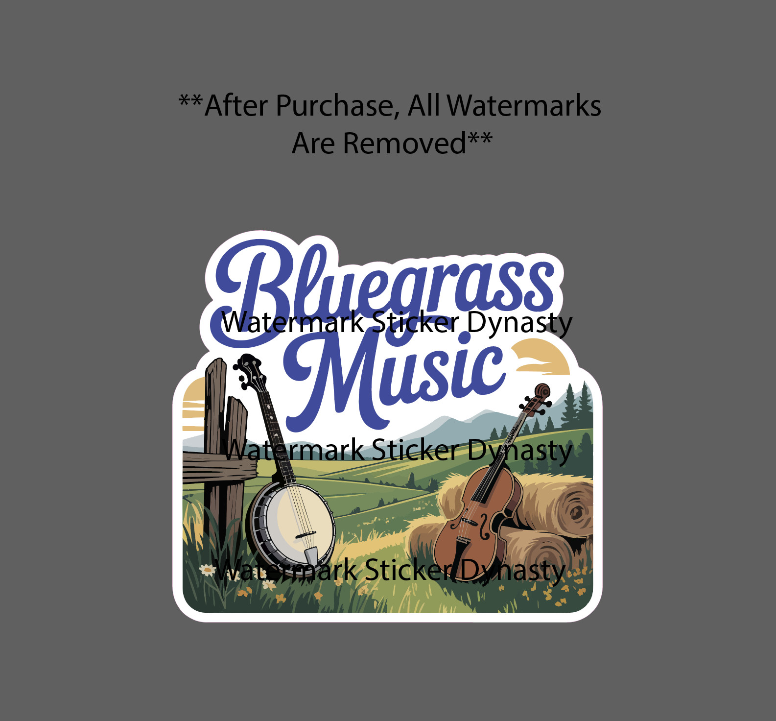 Bluegrass Music Sticker Waterproof Decal Banjo Fiddle Violin Country Gift NEW