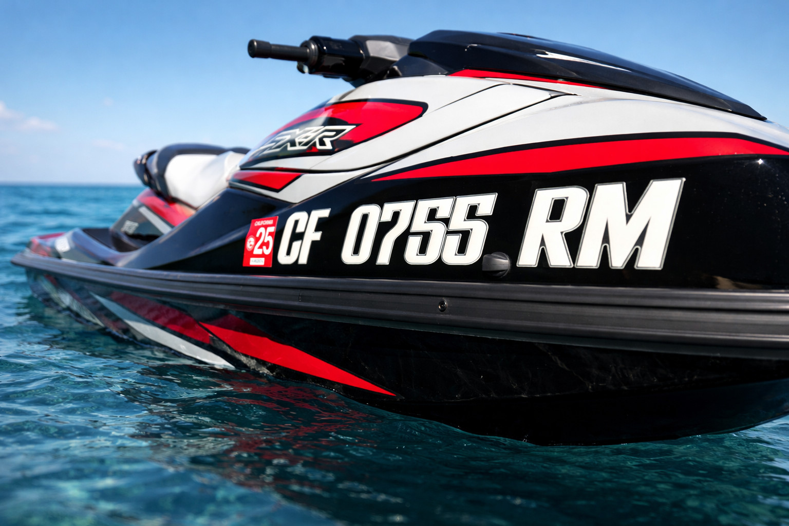 White Raised Domed Registration Numbers for Boat & Jet Ski
