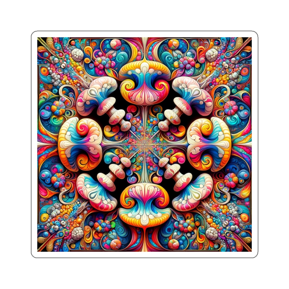 Sticker Art Deco Psychedelic Mushroom Retro Colorful 2×2" 3×3" 4×4" 6×6" Trippy