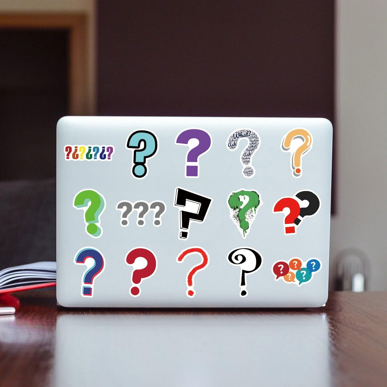 120pcs Question Mark Stickers Vinyl Waterproof Aesthetic Cartoon Decals Red